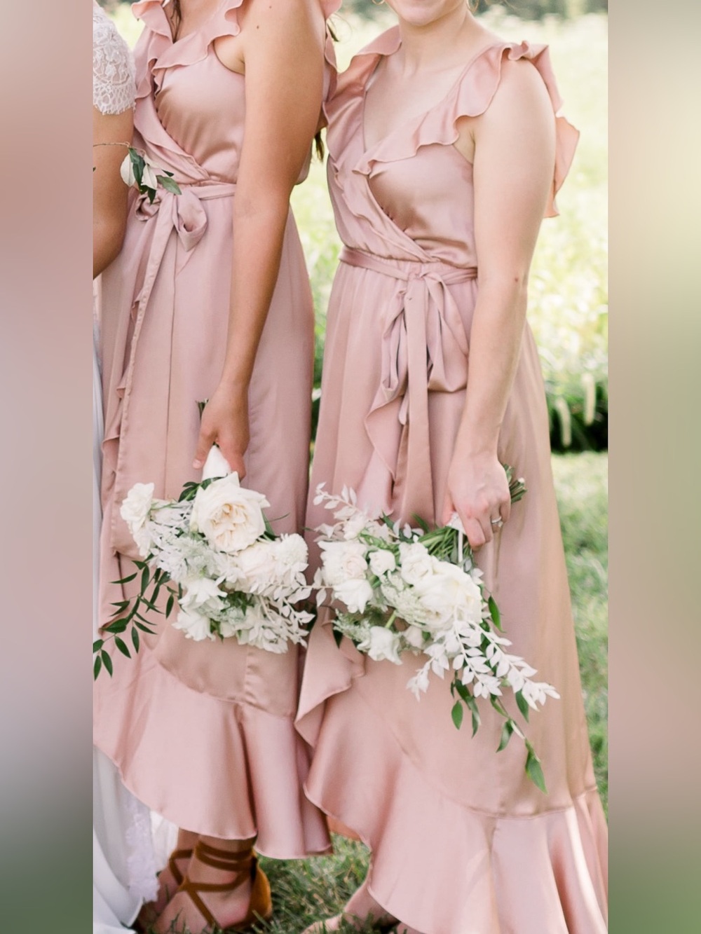 Show Me Your MuMu Rose Pink Satin Ruffle Wrap Maxi Dress
